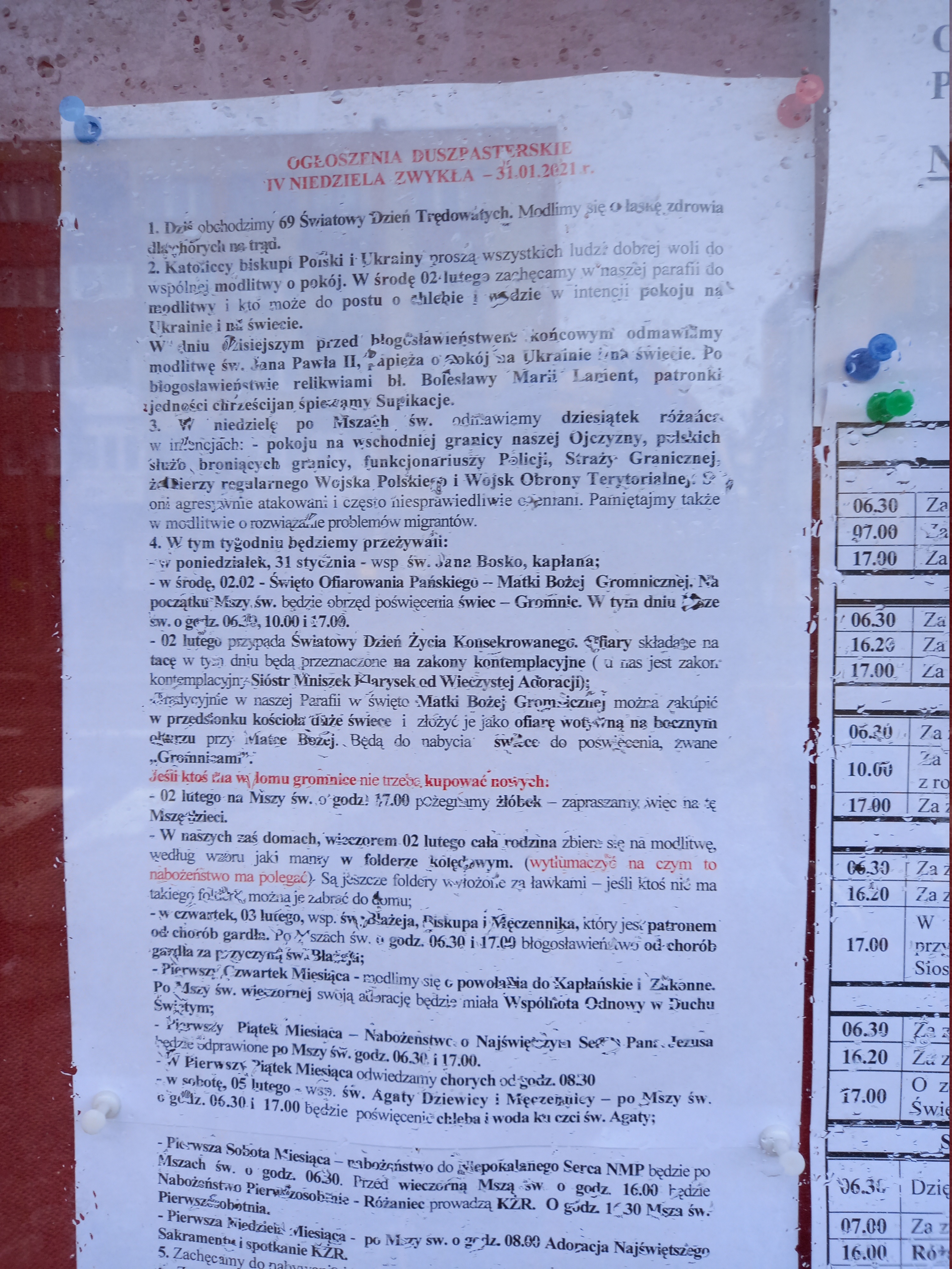 Abb. 2: Eine Bekanntmachung über einen Gottesdienst für polnische Grenzschutzbeamt*innen (©Maciej Białous)